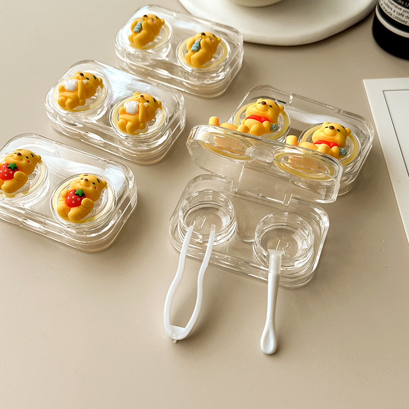Cute Little Yellow Bear Colored Contact Lens Case