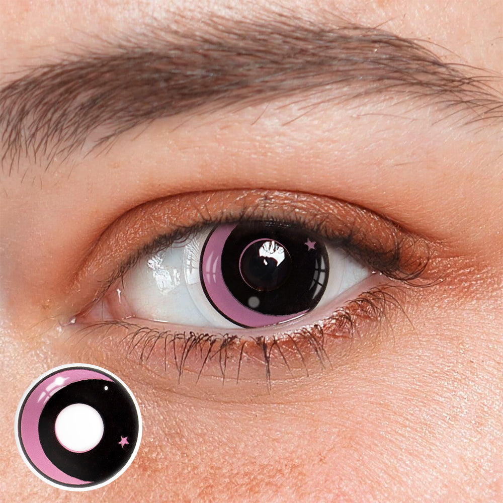 Halloween Moon Star Pink Colored Contact Lenses
