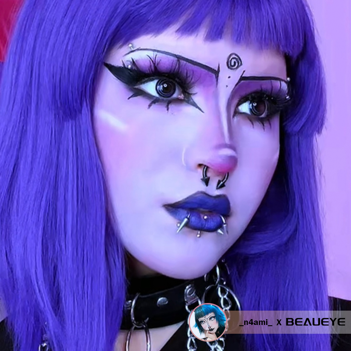 Cosplay Circle Line Black Purple Colored Contact Lenses
