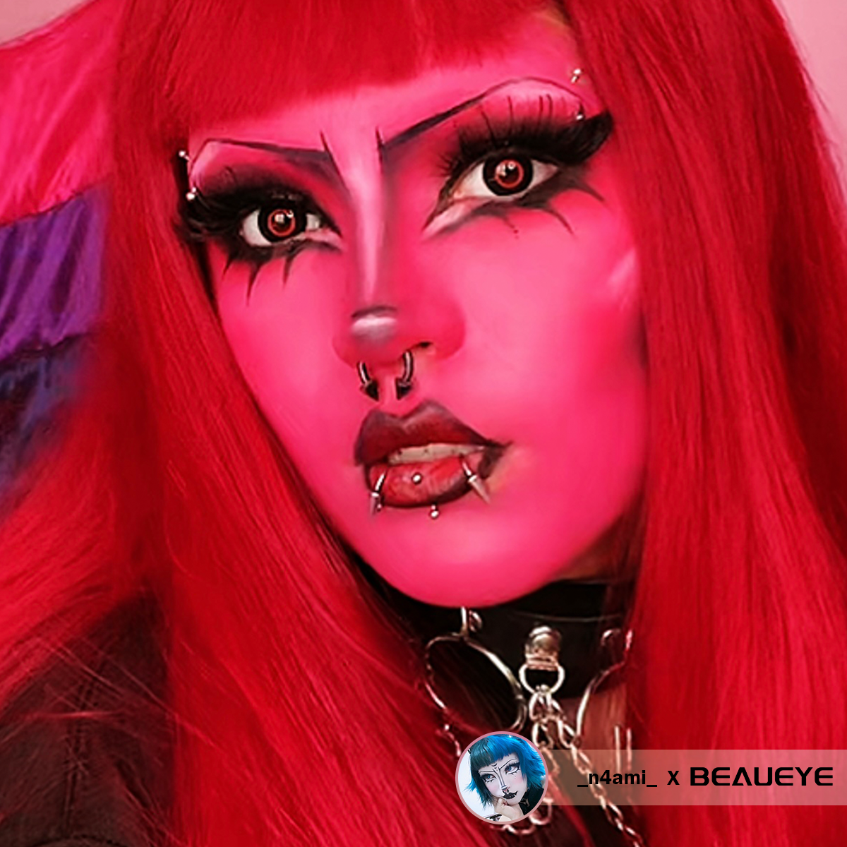 Cosplay Circle Line Black Red Colored Contact Lenses