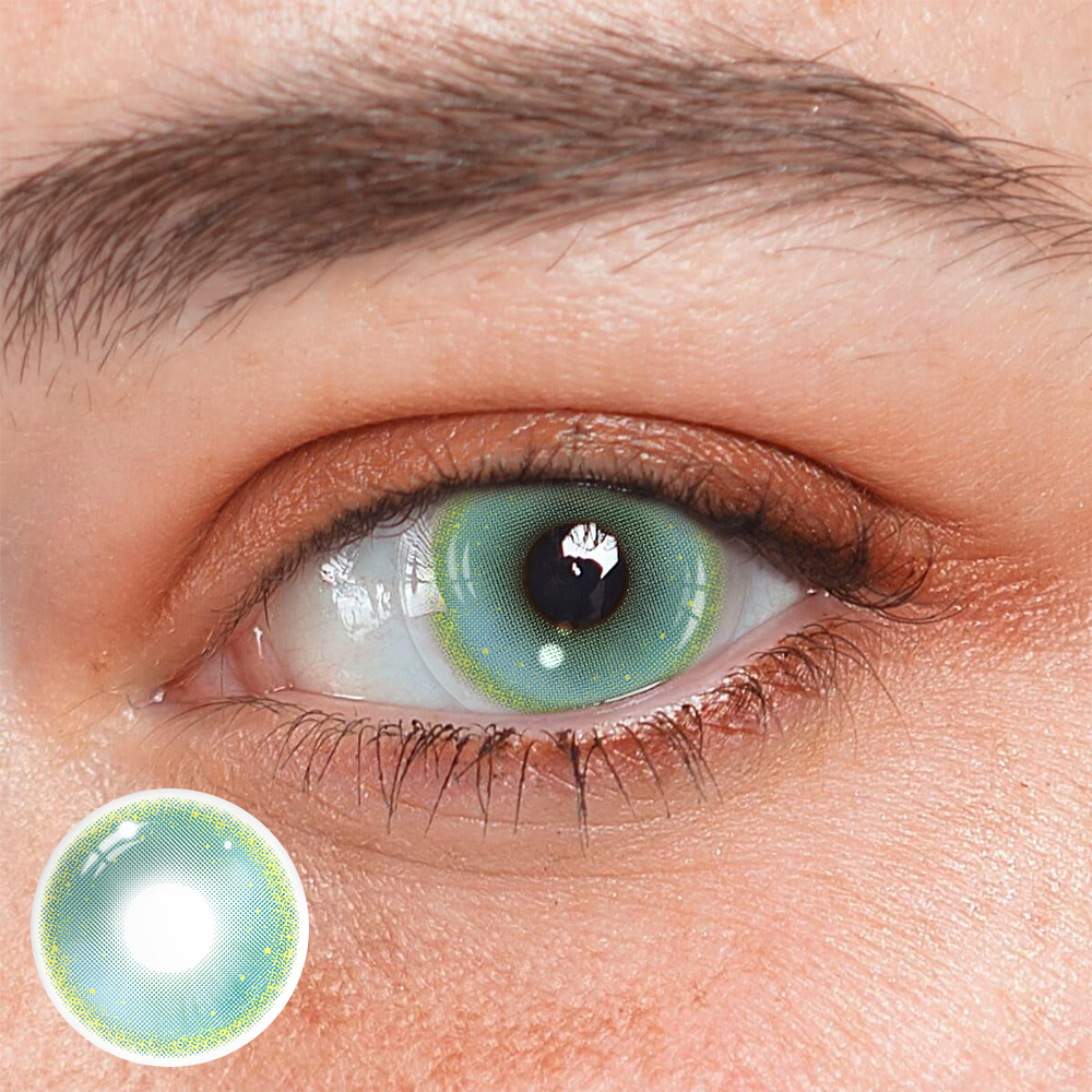 Cosplay Gold Rim Green Colored Contact Lenses