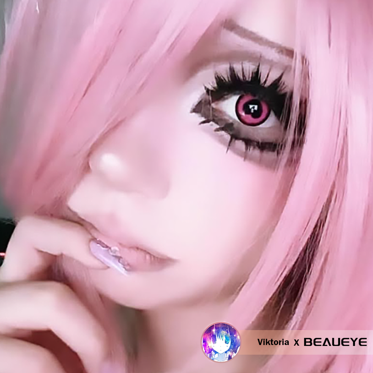Halloween Starry Sky Anime Yandere Pink Colored Contact Lenses