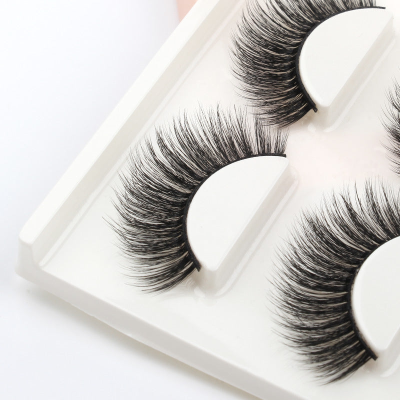 Maquillaje nupcial natural 3D Pestañas de pelo de visón de 3 piezas
