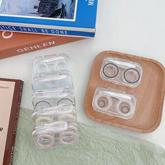 Estuche para lentes de contacto de color transparente, simple y compacto, estilo Ins