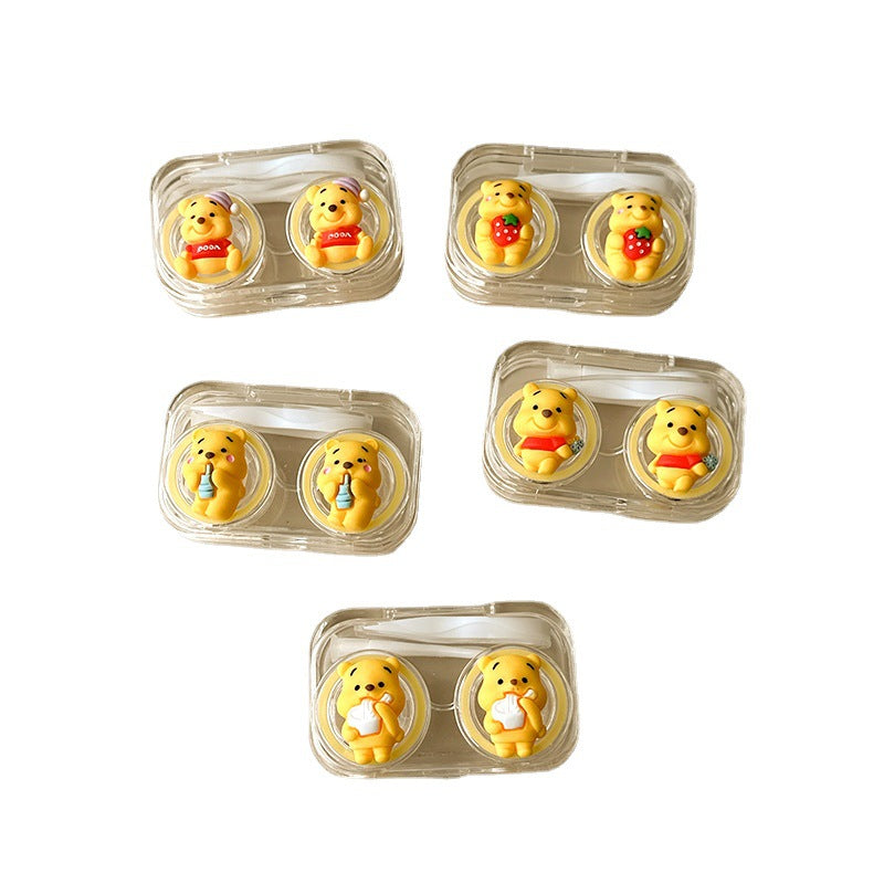 Cute Little Yellow Bear Colored Contact Lens Case