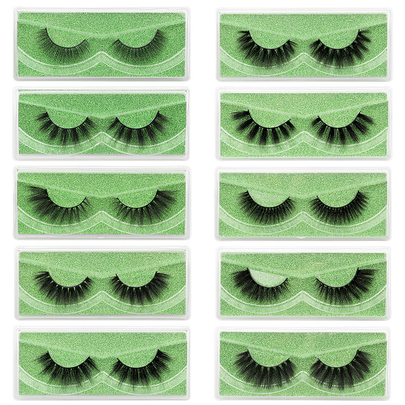 Modelo de tarjeta verde 3D Mix Pestañas de pelo de visón de 10 piezas