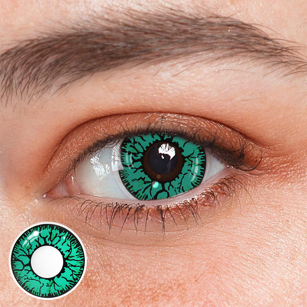 Cosplay Crack Green Colored Contact Lenses