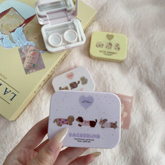 Young Girl Style With Cute Pets Colored Contact Lens Case