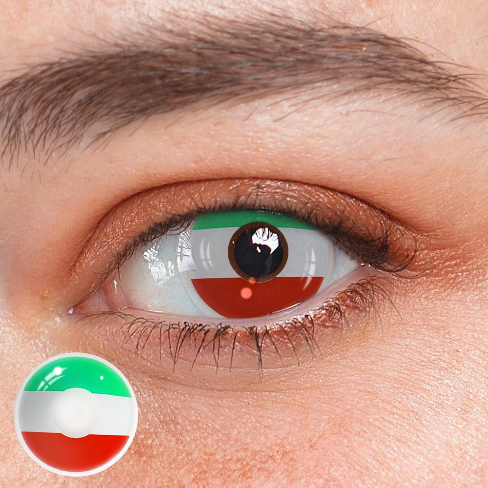 Cosplay Italian Flag Green Colored Contact Lenses